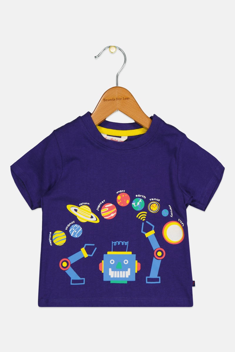 Hamleys Toddlers Boy Crew Short Sleeve Graphic Print T-Shirt, Purple - Image 1